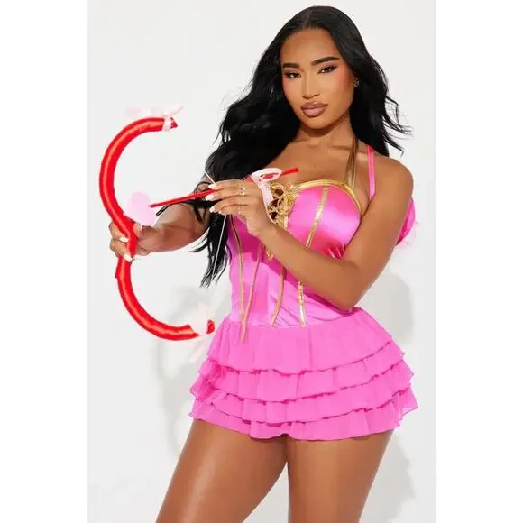NEW So In Love Sexy Cupid Three Piece Costume in Pink Size Medium - Picture 2 of 4